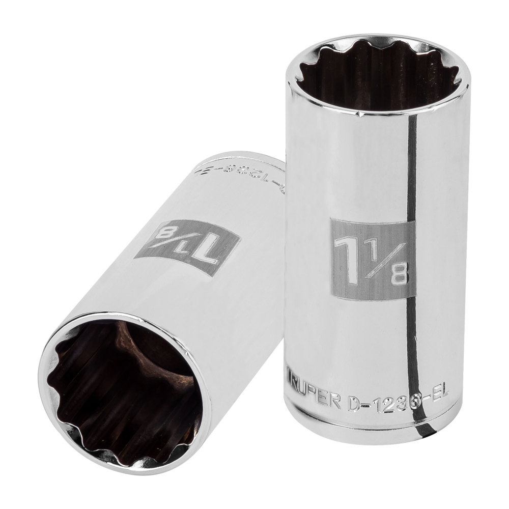 Dado largo de 1-1/8', 12 puntas, cuadro 1/2', TRUPER D-1236-EL