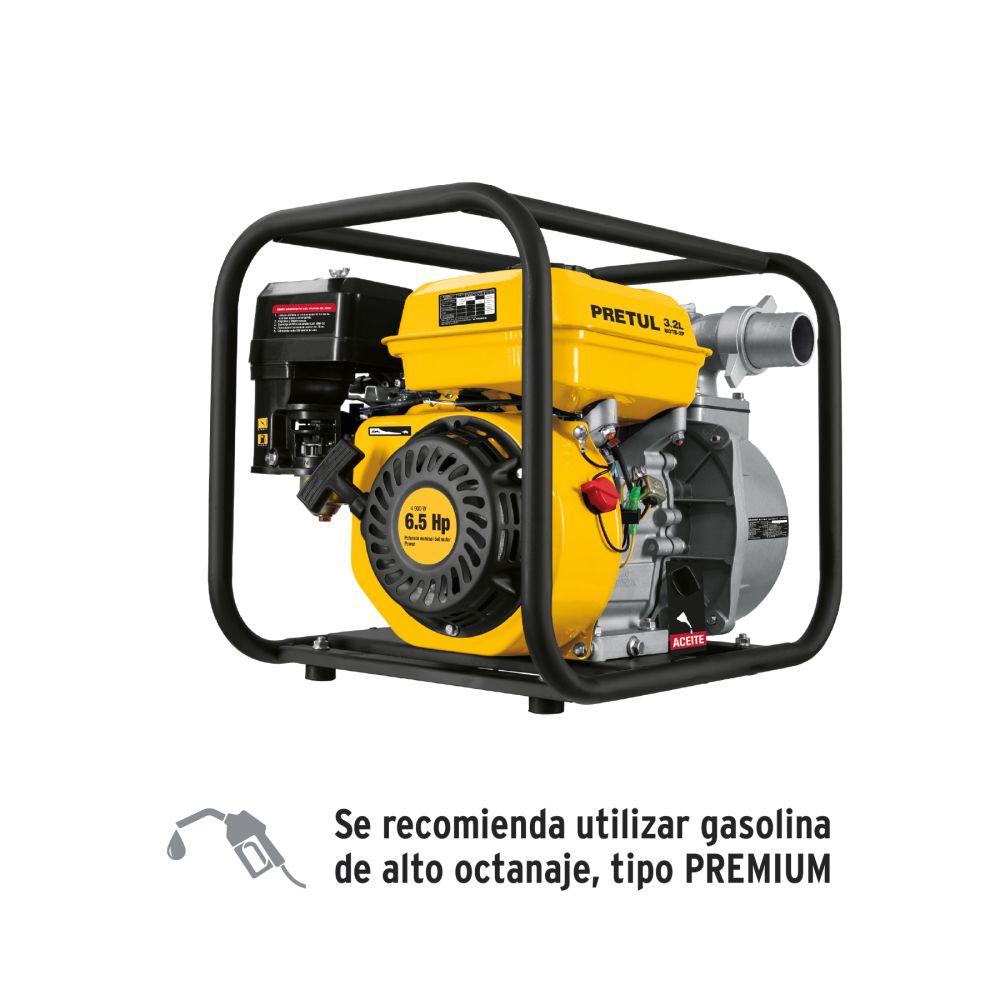 Motobomba autocebante 2'x2', gas. 6-1/2HP, agrícola, PRETUL MOTB-2P