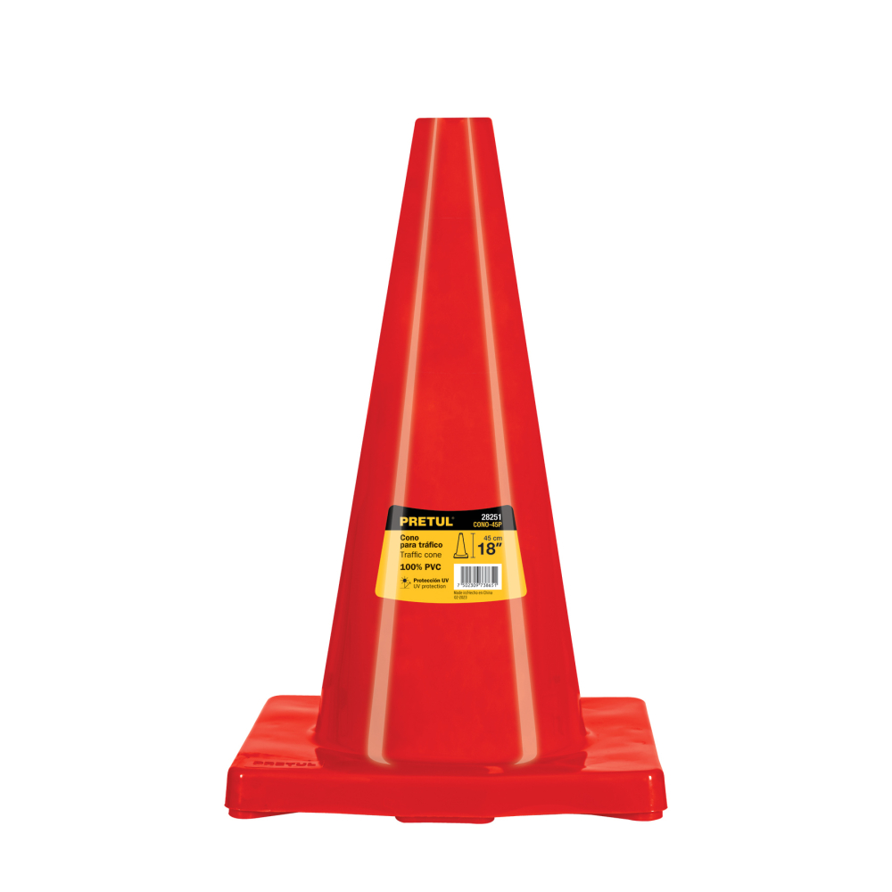 Cono de precaución de 45 cm de PVC, PRETUL CONO-45P