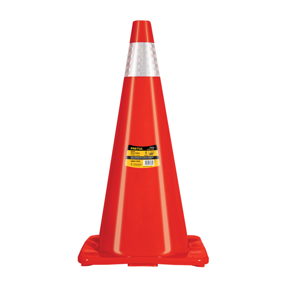 Cono de precaución de 70 cm de PVC con reflejante, PRETUL CONO-70RP