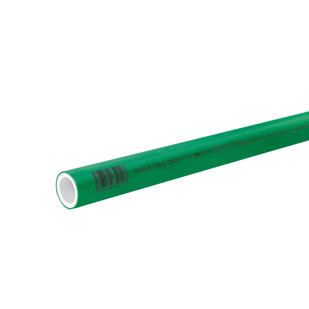 Tubo de 40mm (1-1/4') PPR hidráulico, 4m, 2.2kg, FOSET CV-004