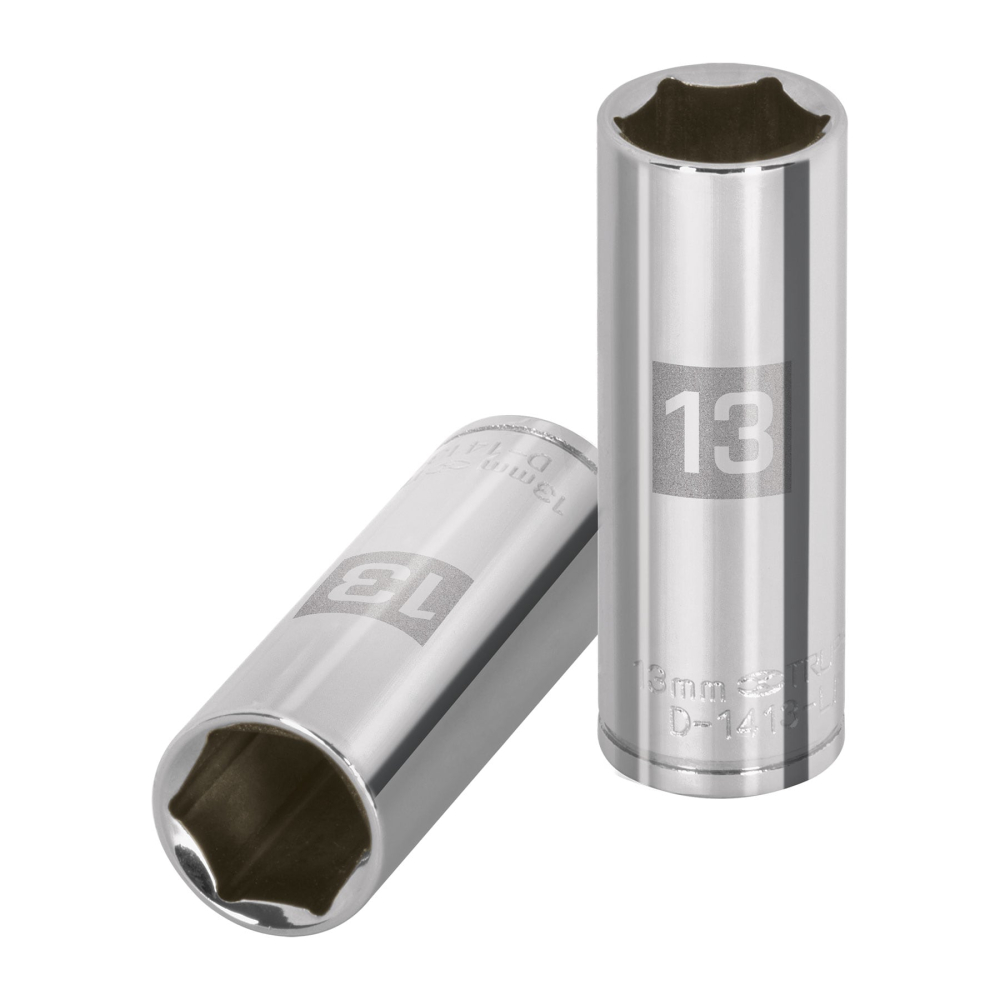 Dado largo de 13 mm, 6 puntas, cuadro 1/4', TRUPER D-1413-LM