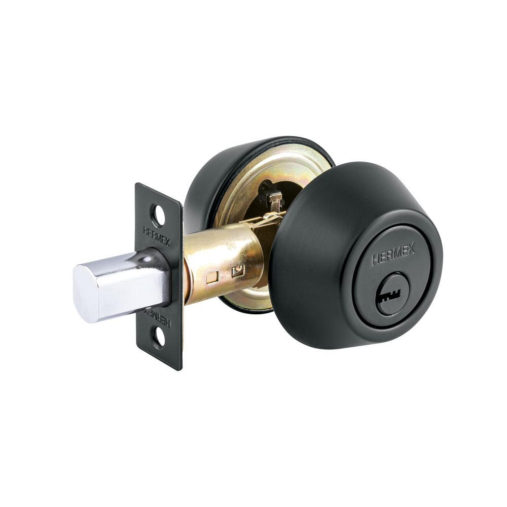 Cerrojo llave-llave negro, llave puntos, HERMEX CERO-62