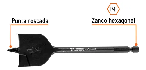 Broca plana de manita 1-1/2' para madera, Truper Expert BPX-1-1/2
