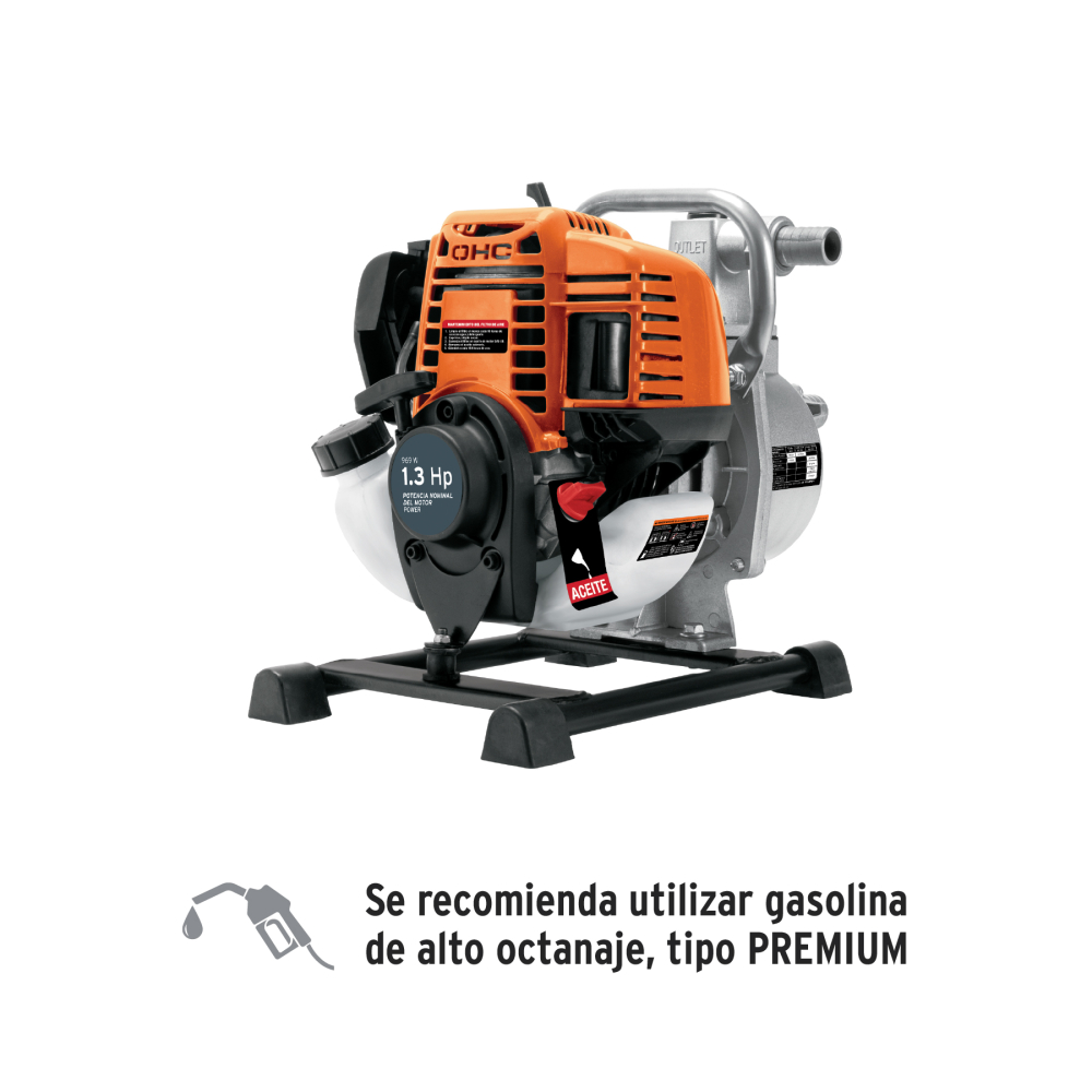Motobomba autocebante 1'x1', gas. 1-1/3HP, agrícola, TRUPER MOTB-14