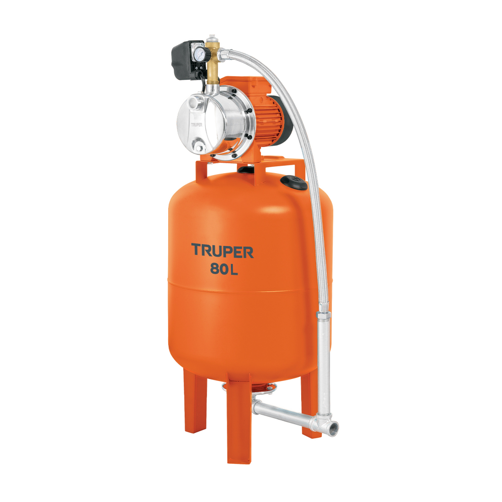 Equipo hidroneumático 80L, jet inoxidable 1 HP, TRUPER HIDR-1X80