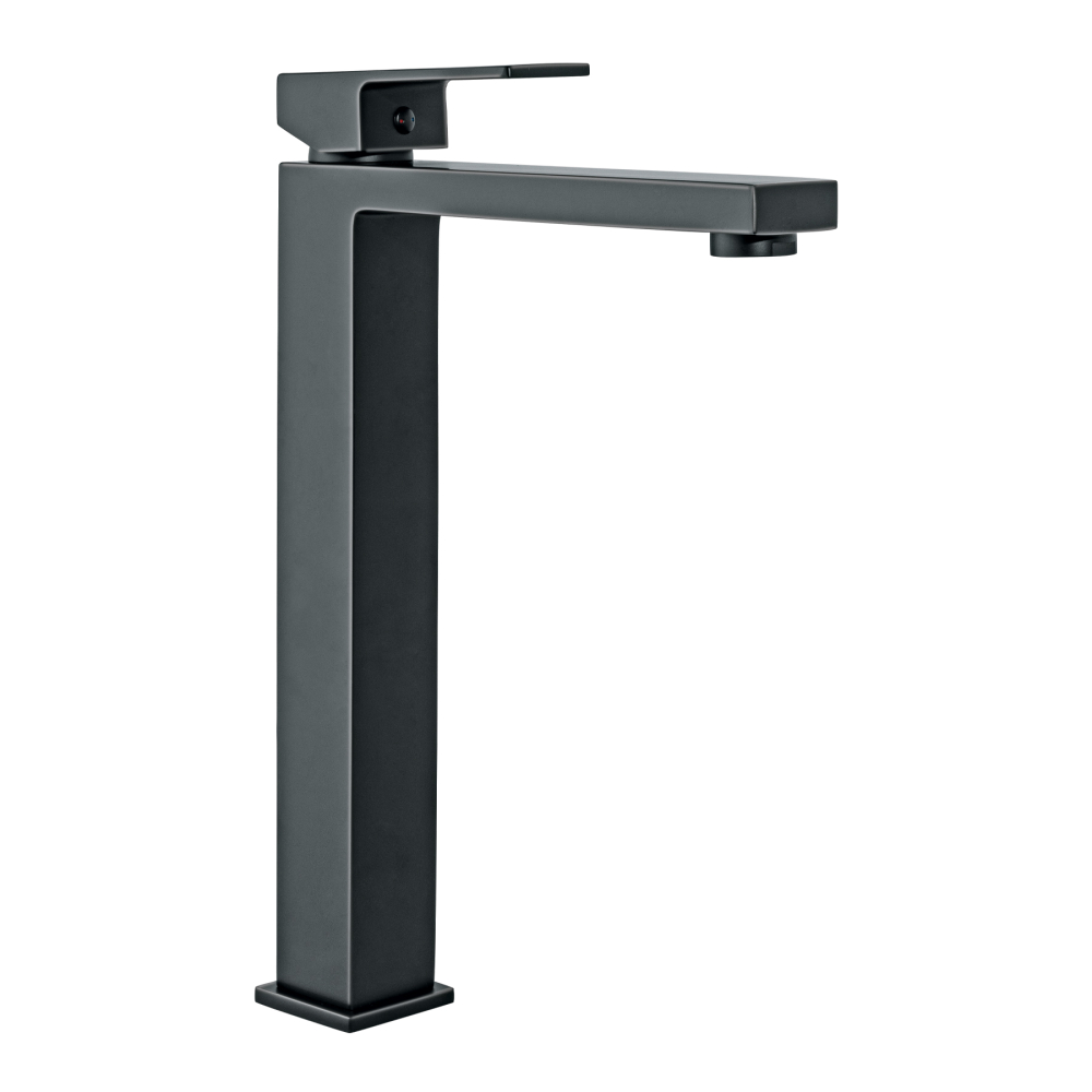 Monomando alto para lavabo, negro, FOSET KUBO KUM-46M