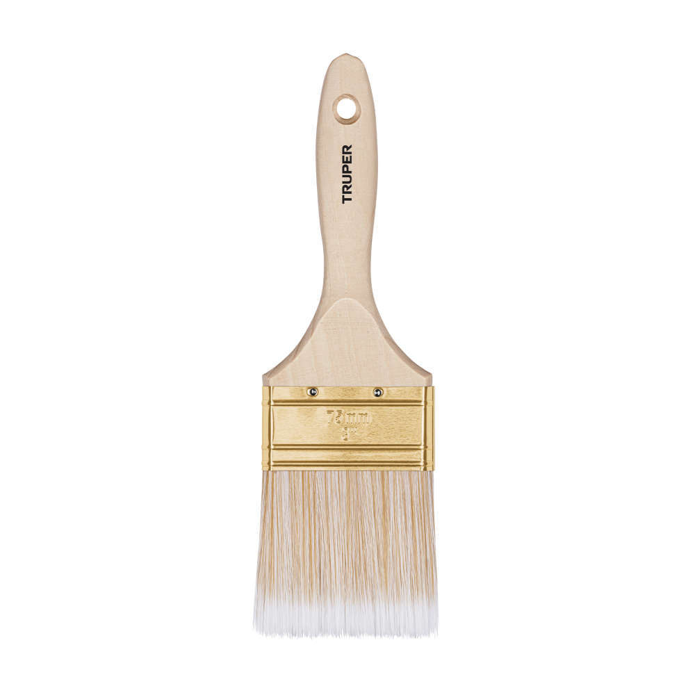 Brocha cerdas sintéticas 3' corte recto, mango de madera BRT-3S