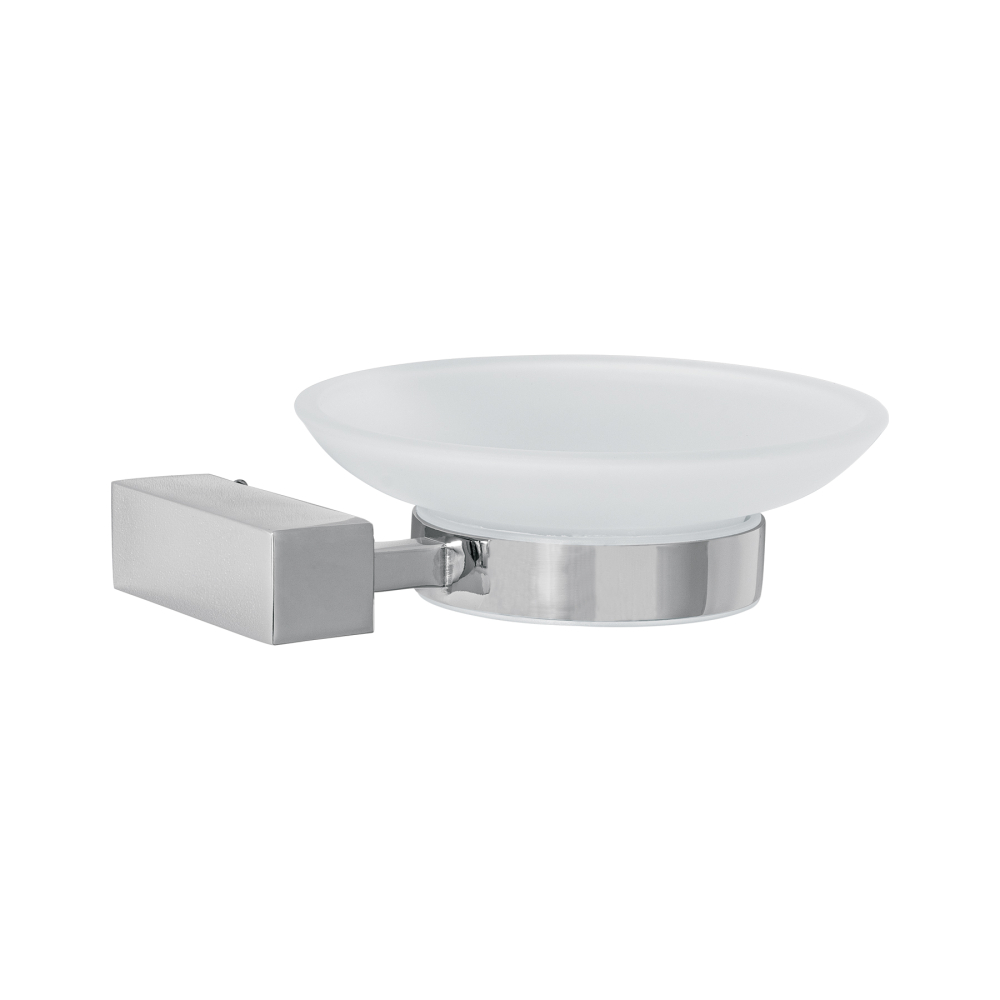 Jabonera con plato de vidrio, cromo, FOSET KUBO KUA-74