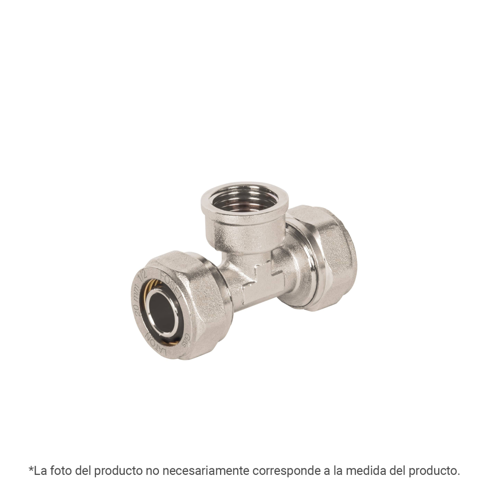 Tee para PEALPE,3/8x1/2x3/8',con rosca hembra central, FOSET PPG-3812TH