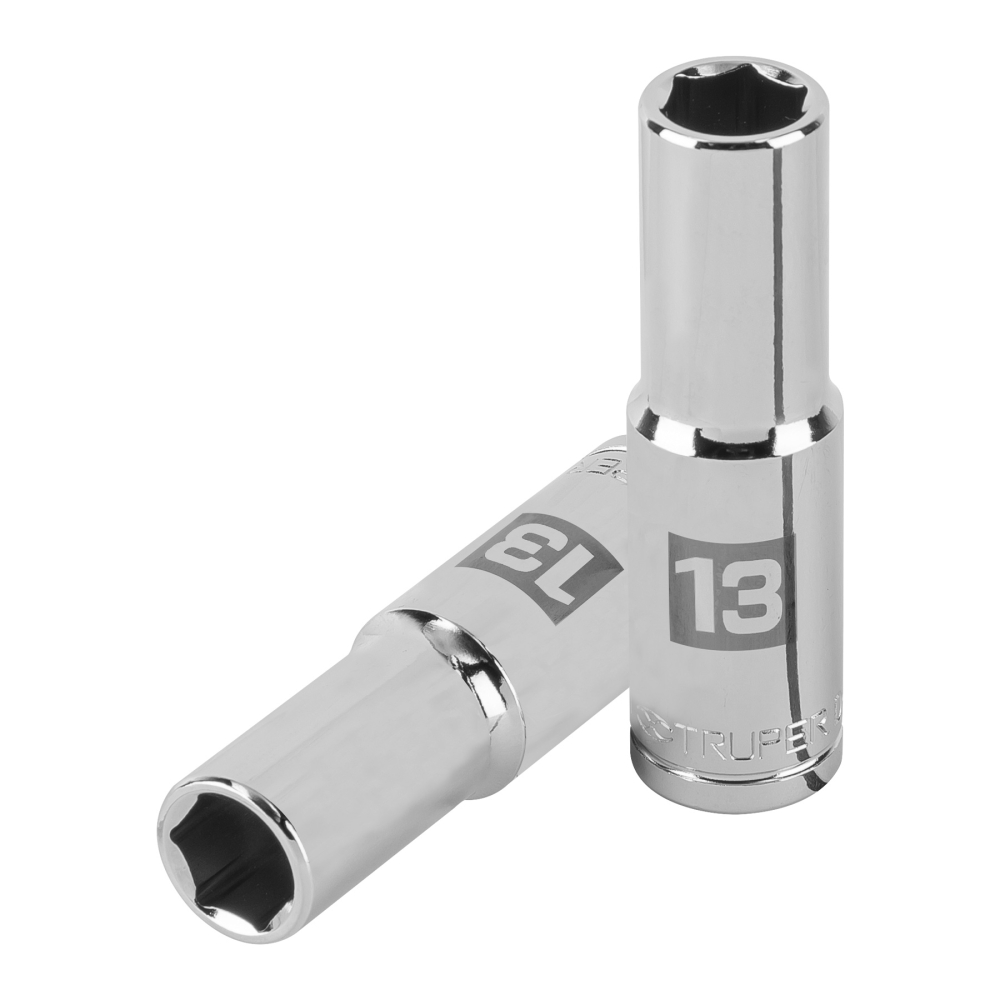 Dado largo de 13 mm, 6 puntas, cuadro 1/2', TRUPER D-1213-ML