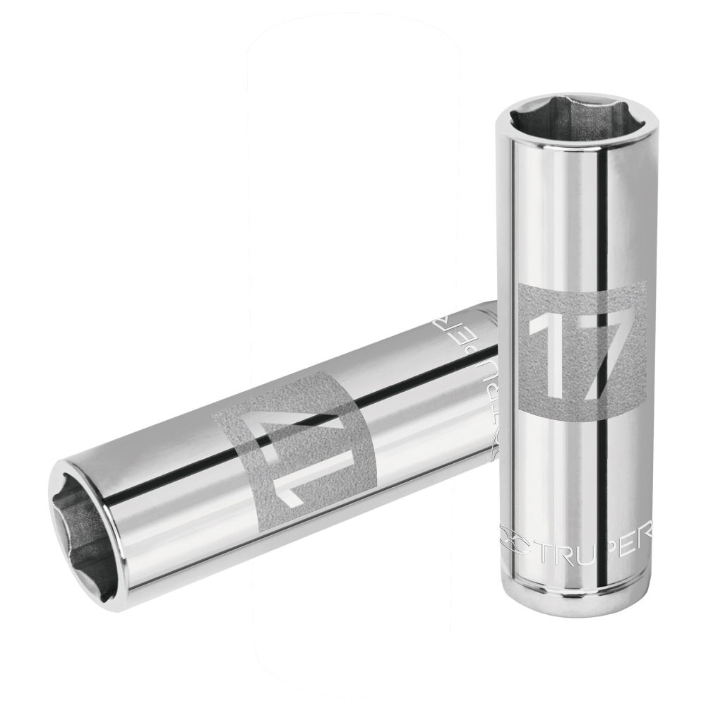 Dado largo de 17 mm, 6 puntas, cuadro 1/2', TRUPER D-1217-ML