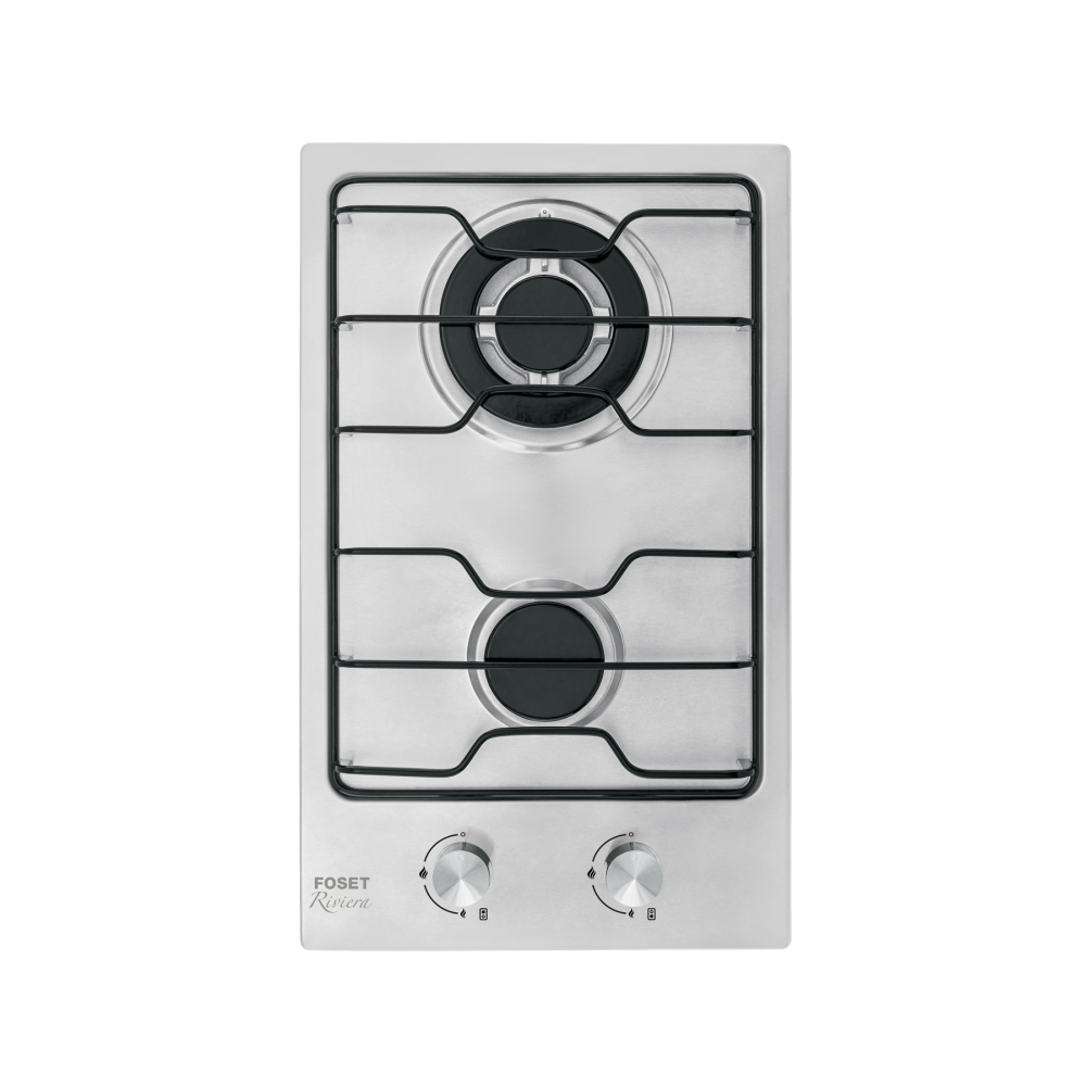 Parrilla gas empotrable 30 cm, 2 quemadores, esmalte, FOSET PAE-2F