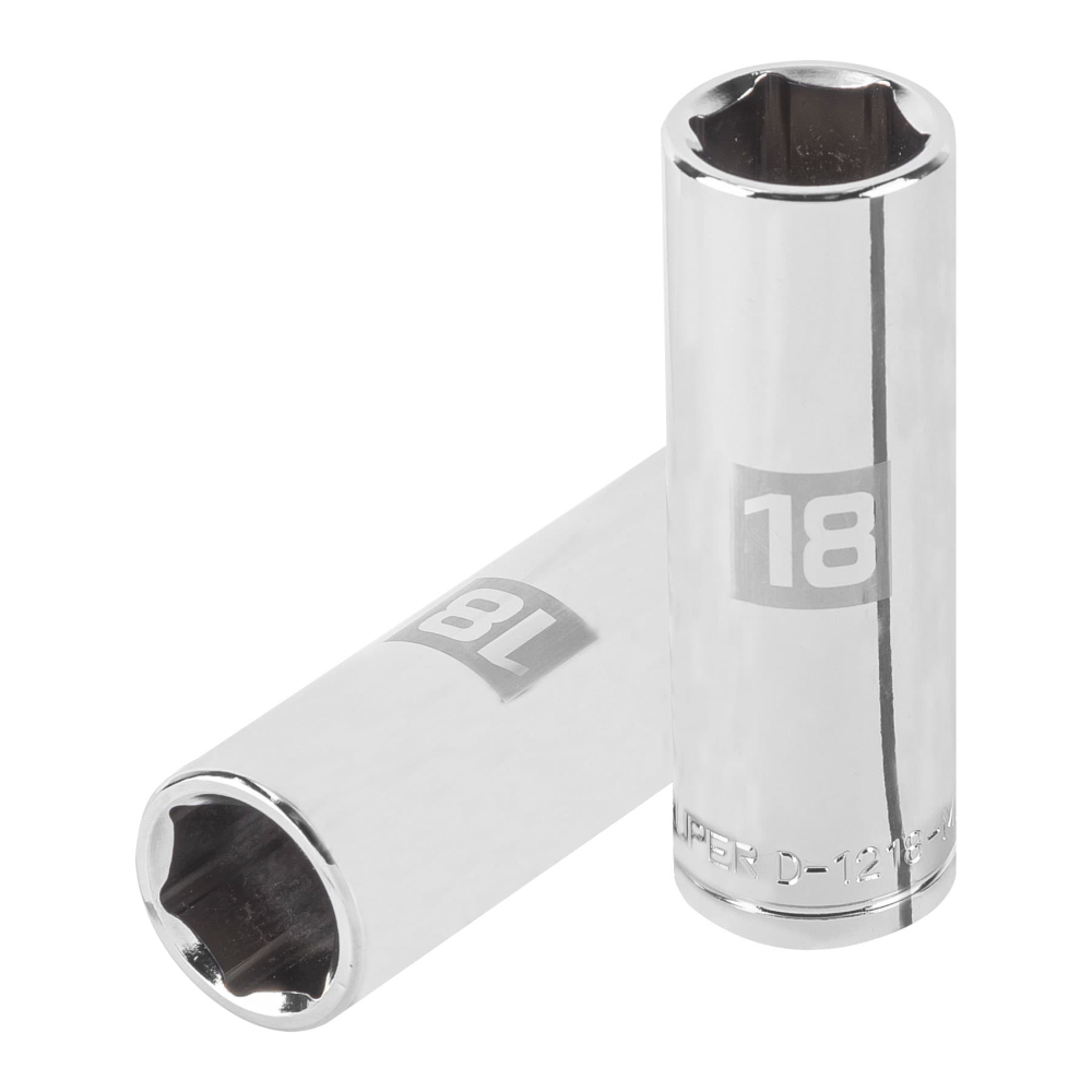 Dado largo de 18 mm, 6 puntas, cuadro 1/2', TRUPER D-1218-ML