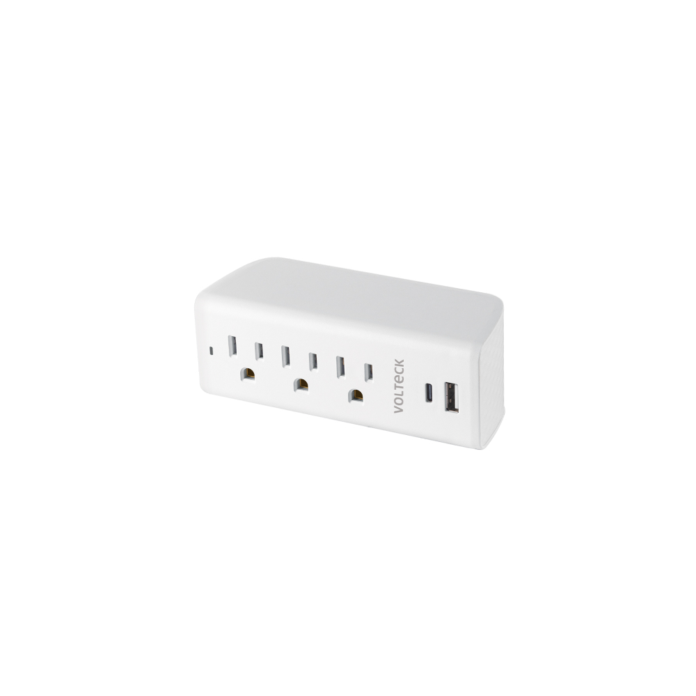 Multicontacto de pared, 3 contactos y 2 USB A+C, VOLTECK MUL-302U
