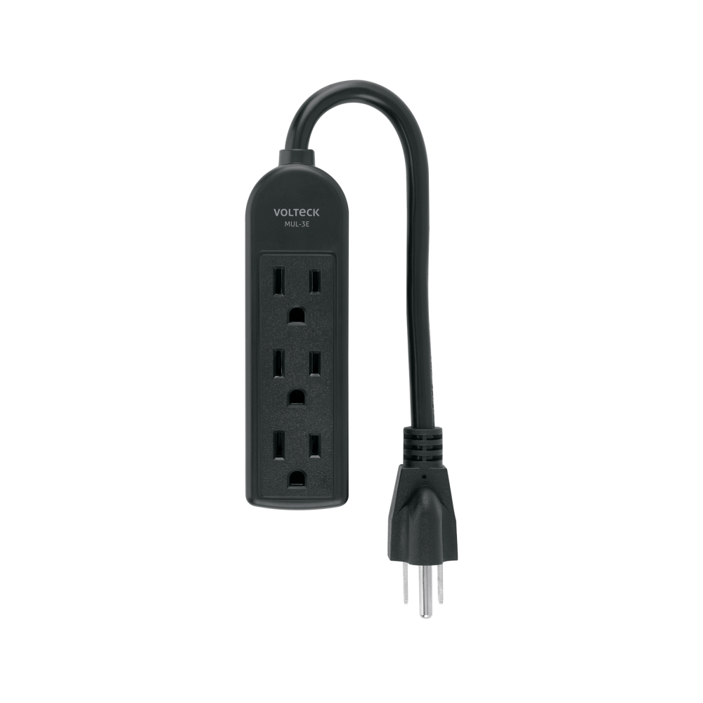 Multicontacto doméstico 3 entradas, negro VOLTECK MUL-3EN