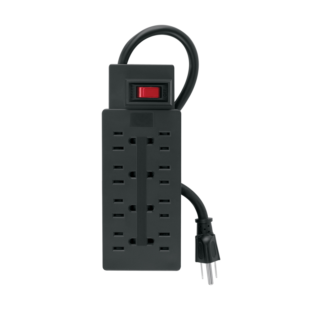 Multicontacto de uso rudo con 8 entradas, negro, VOLTECK MUL-8N