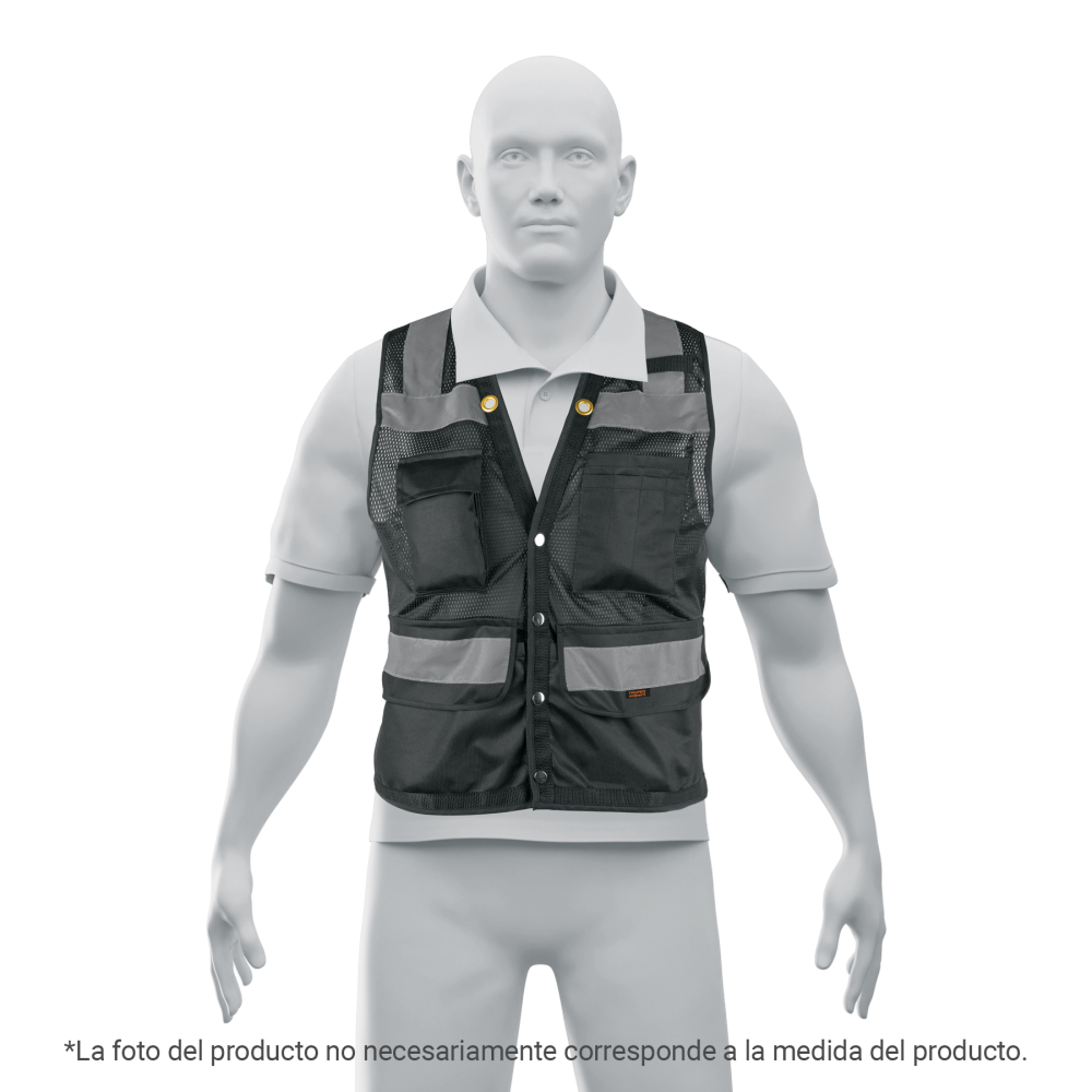 Chaleco seguridad reforzado negro con bolsas, G, EXPERT CHS-800NE-L
