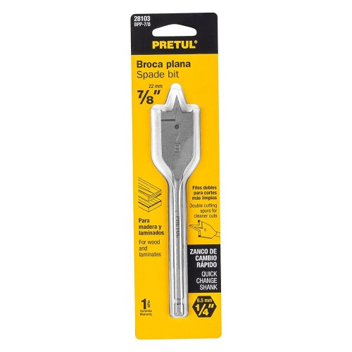 Broca plana de manita 7/8' para madera, Pretul BPP-7/8