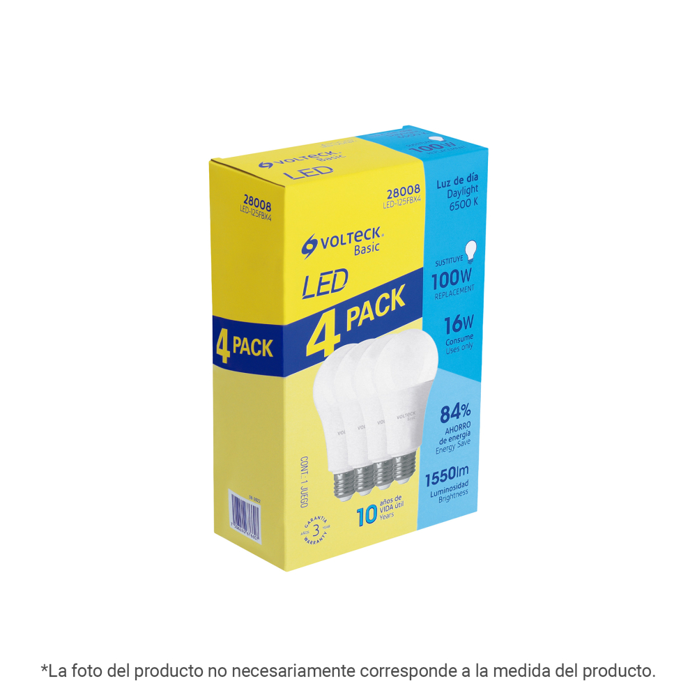 Pack 4 focos LED 5W (40W) G45, 6500K fría, 450 lm, BASIC LED-40GFBX4