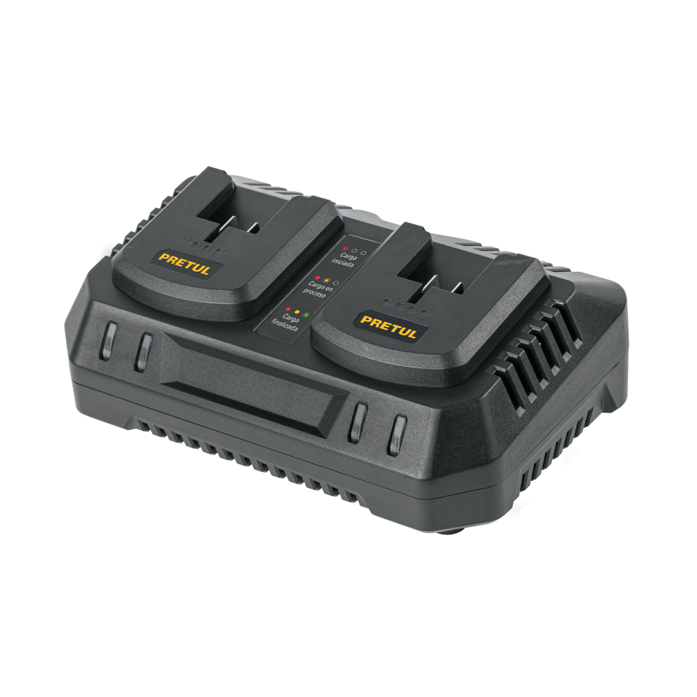 Cargador dual de baterías de ion litio 20V, PRETUL CARD-20P