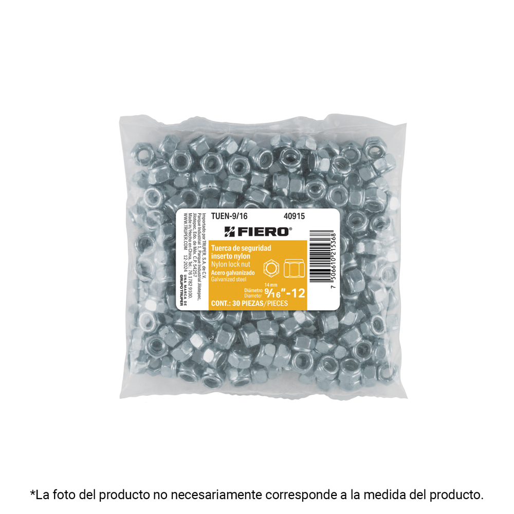 Bolsa con 15 tuercas de seguridad, 3/4' , FIERO TUEN-3/4