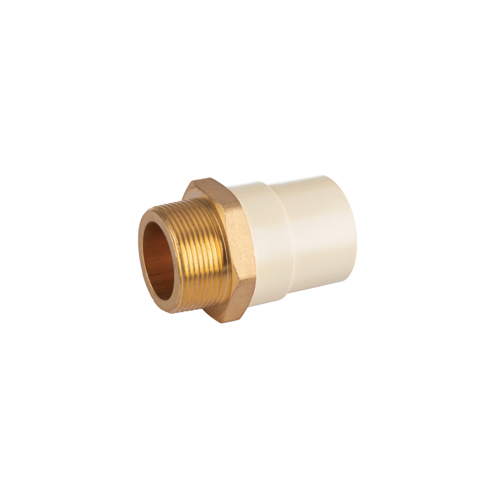 Adaptador macho de CPVC 1-1/2' con inserto y tuerca de latón CPVC-655