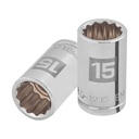 Dado de 15 mm, 12 puntas, cuadro 1/2', TRUPER D-1215-EM
