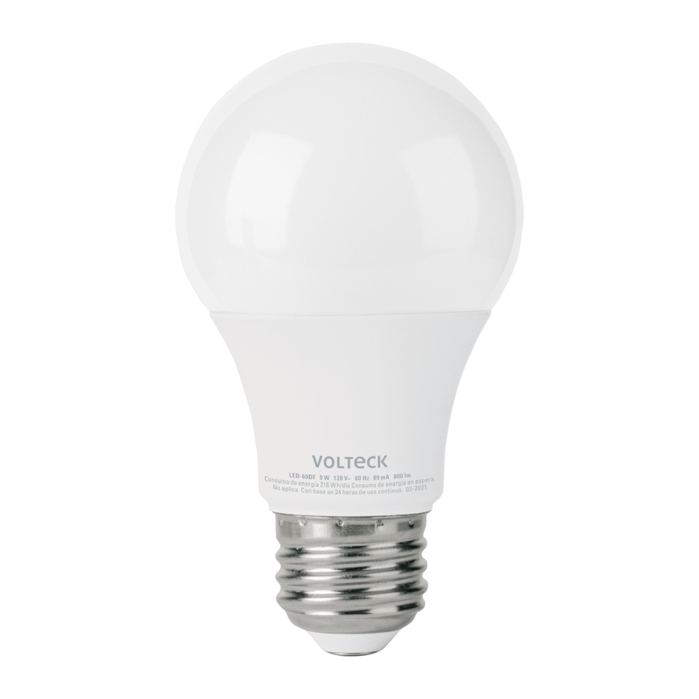 Foco LED 9W (60W) A19 6500K blanca fría, atenuable, VOLTECK LED-60DF
