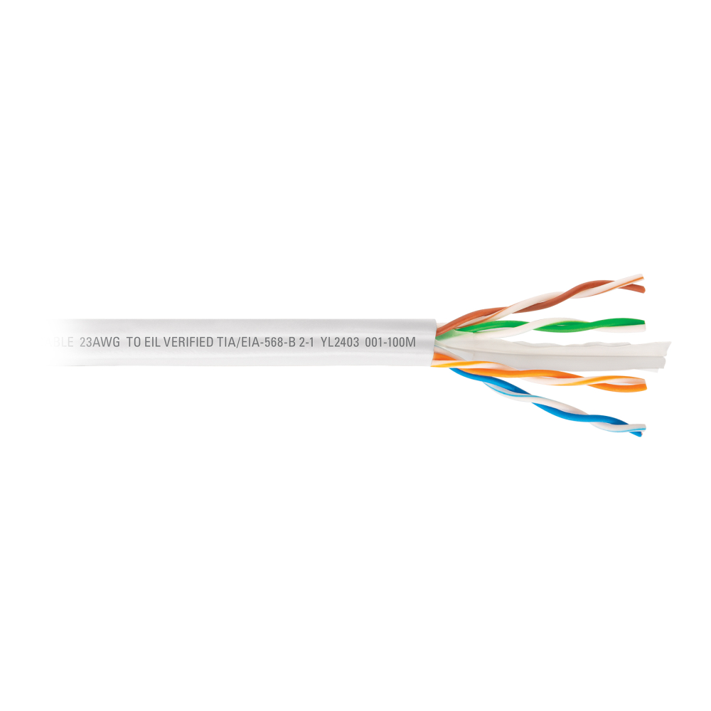 Metro de cable UTP CAT6, Bobina de 100m, blanco, VOLTECK CBR-61B