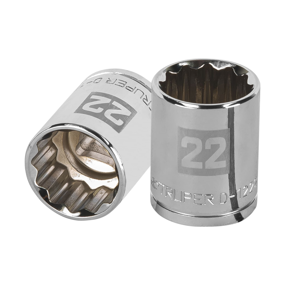 Dado de 22 mm, 12 puntas, cuadro 1/2', TRUPER D-1222-EM