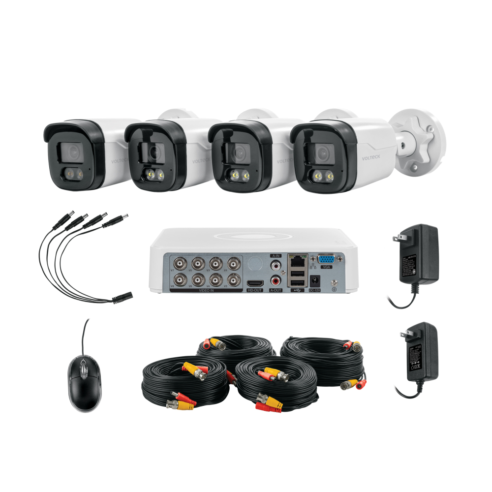 Kit video vigilancia, 8 canales, 4 cámaras, 5MP, Disco 1TB CTV-KIT-8A