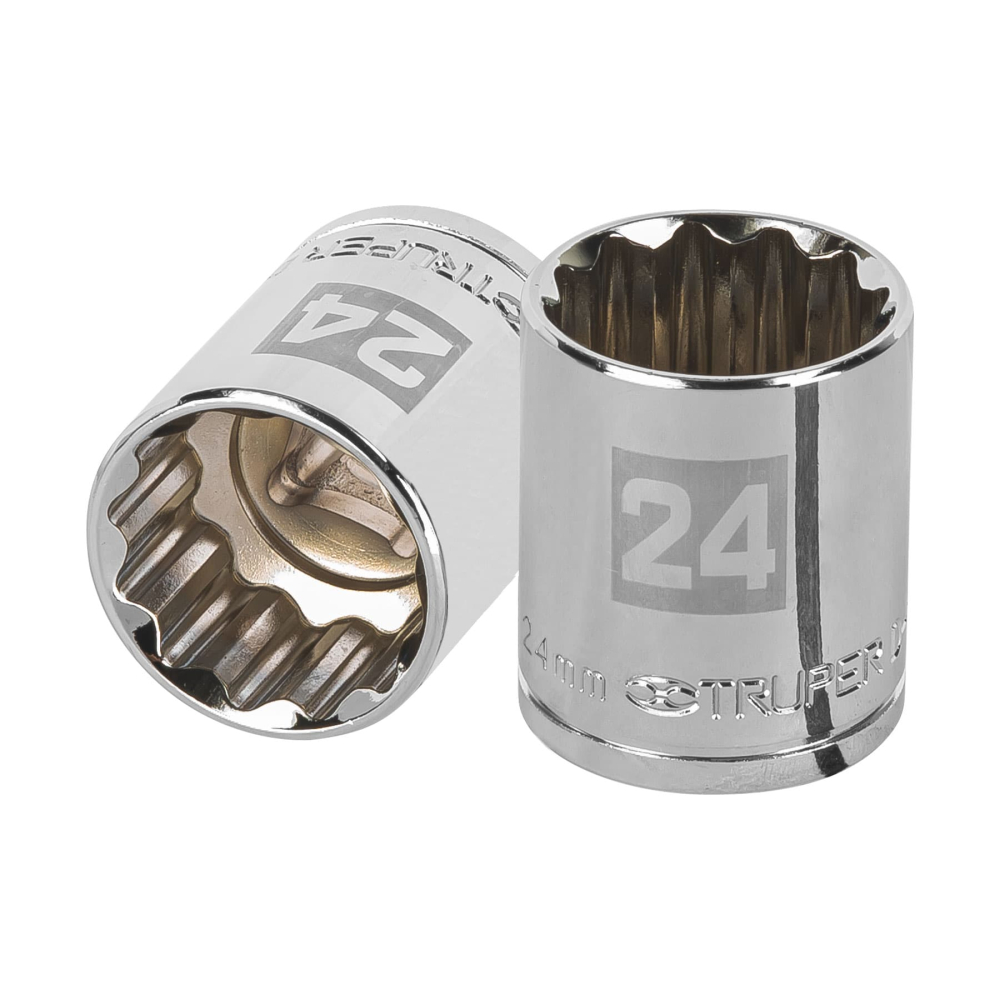 Dado de 24 mm, 12 puntas, cuadro 1/2', TRUPER D-1224-EM