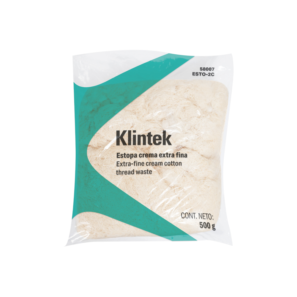Bolsa de 1/2 kg de estopa extra fina, color crema, KLINTEK ESTO-2C