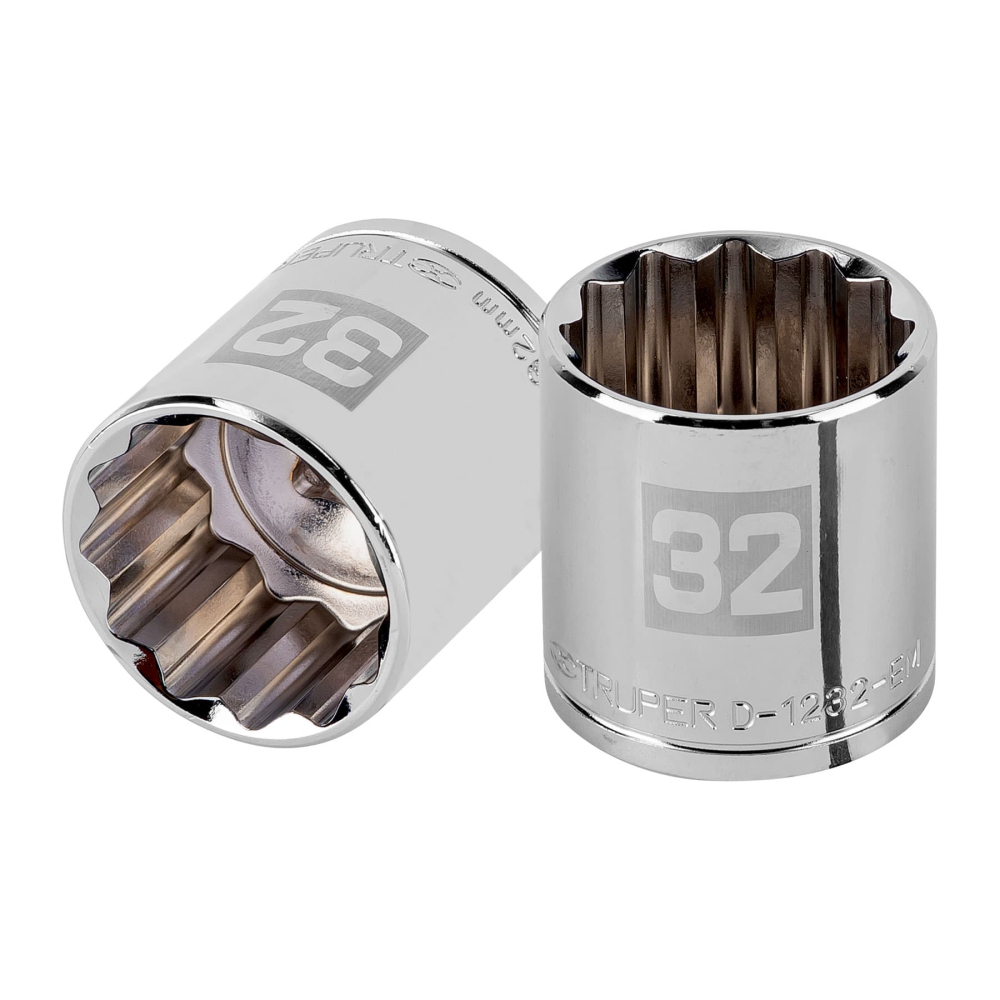 Dado de 32 mm, 12 puntas, cuadro 1/2', TRUPER D-1232-EM