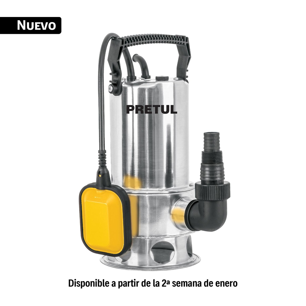 Bomba sumergible acero inoxidable, agua sucia, 1HP, PRETUL BOS-1SMP