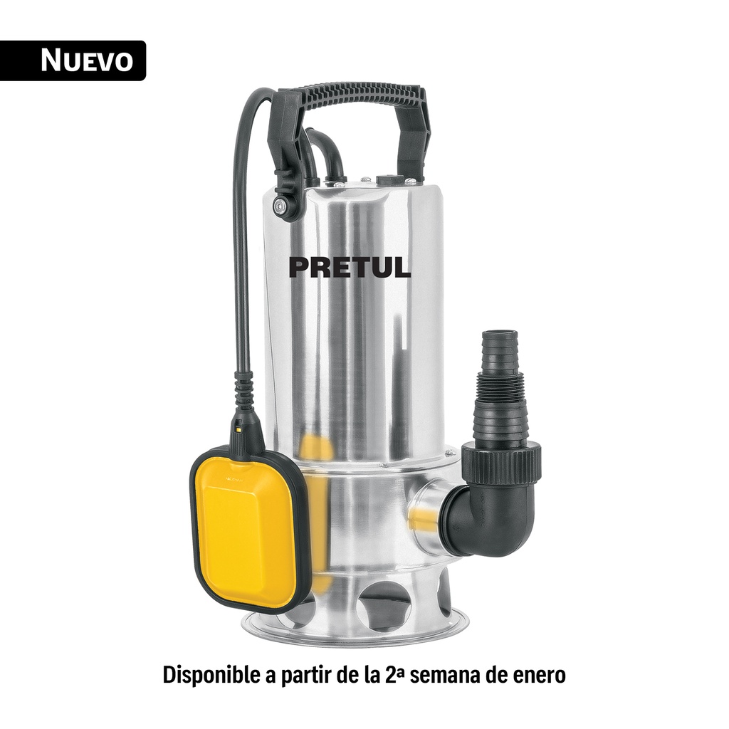 Bomba sumergible acero inoxidable,agua sucia,1-1/2HP, PRETUL BOS-1-1/2SMP