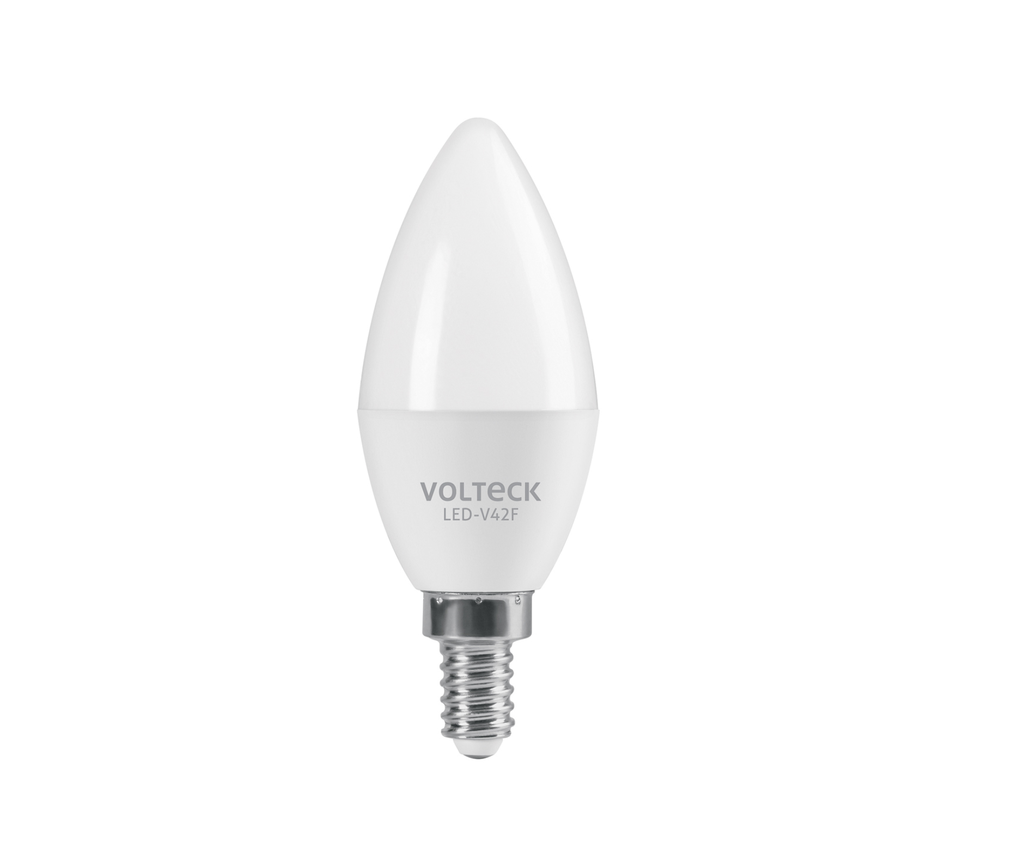 Foco LED tipo vela 4W (25W) 2400K luz ámbar, E12, VOLTECK LED-V42C