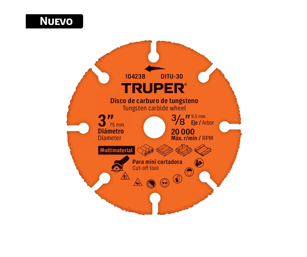 Disco 7' multimaterial de carburo de tungsteno, TRUPER DITU-70