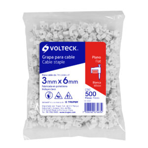 Bolsa con 100 grapas blancas de 6 mm para cable plano GPL-5BC