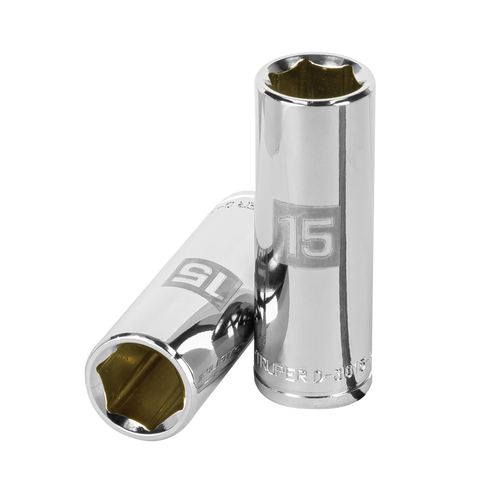 Dado largo de 15 mm, 6 puntas, cuadro 3/8', TRUPER D-3815-HM-L