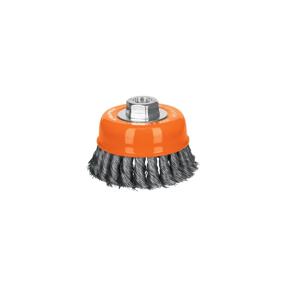 Carda copa 4' alambre trenzado fino, eje M14, Truper CT-610M