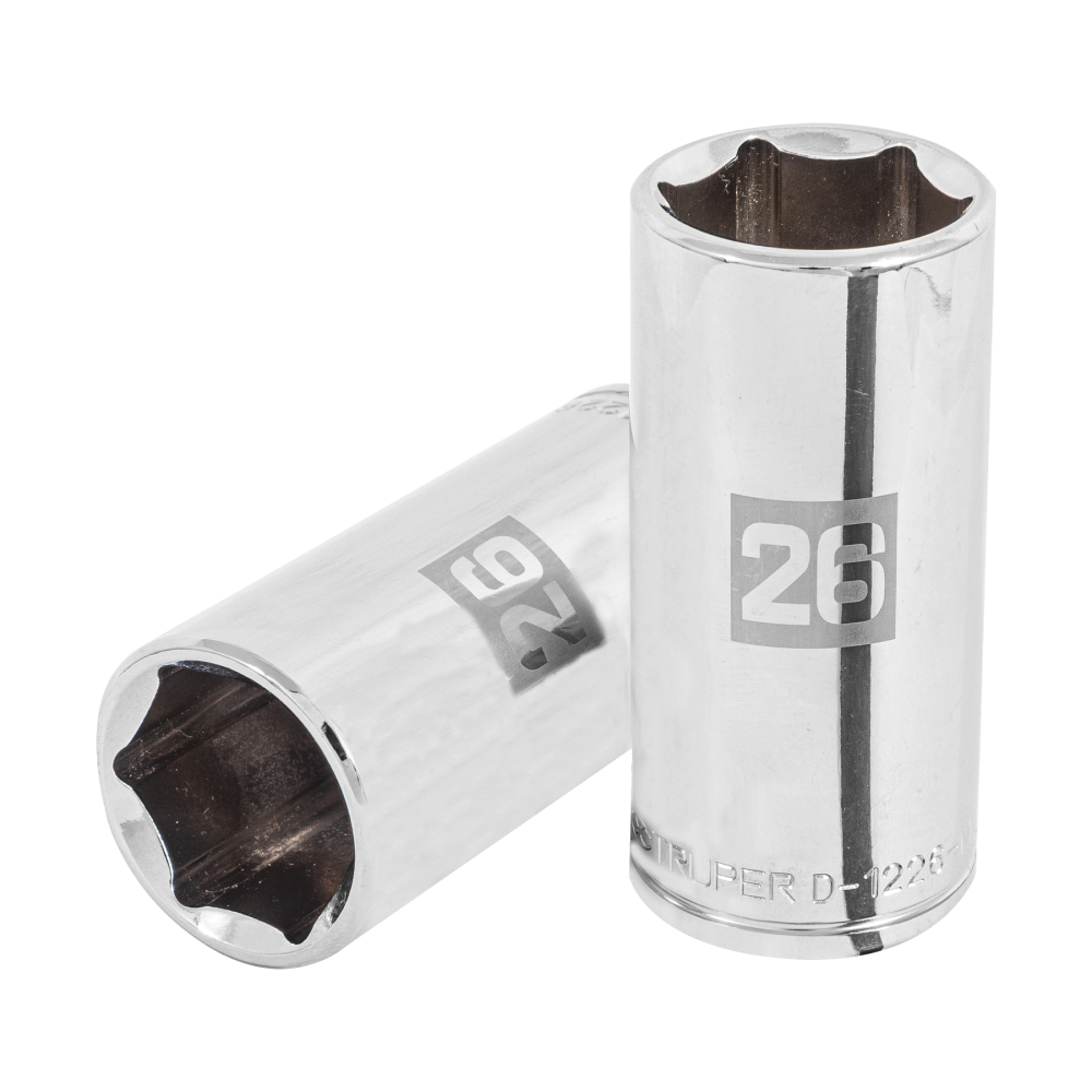 Dado largo de 26 mm, 6 puntas, cuadro 1/2', TRUPER D-1226-ML