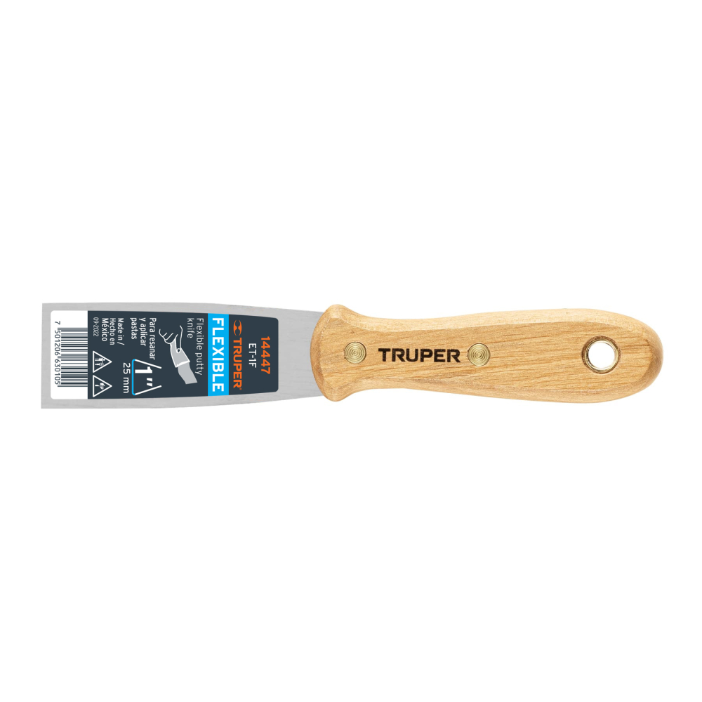 Espátula flexible 1' con mango de madera, TRUPER ET-1F