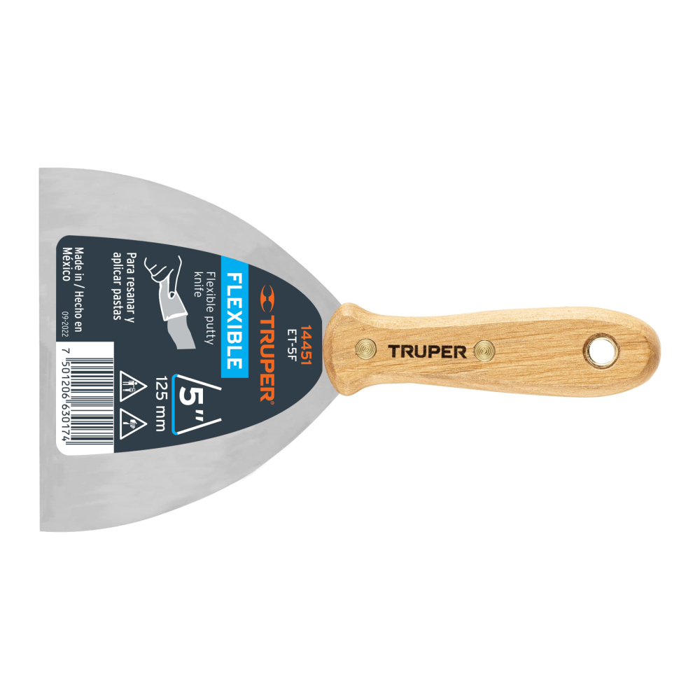 Espátula flexible 5' con mango de madera, TRUPER ET-5F