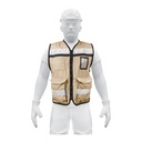 Chaleco brigadista con cintas reflejantes, color beige CHS-900B