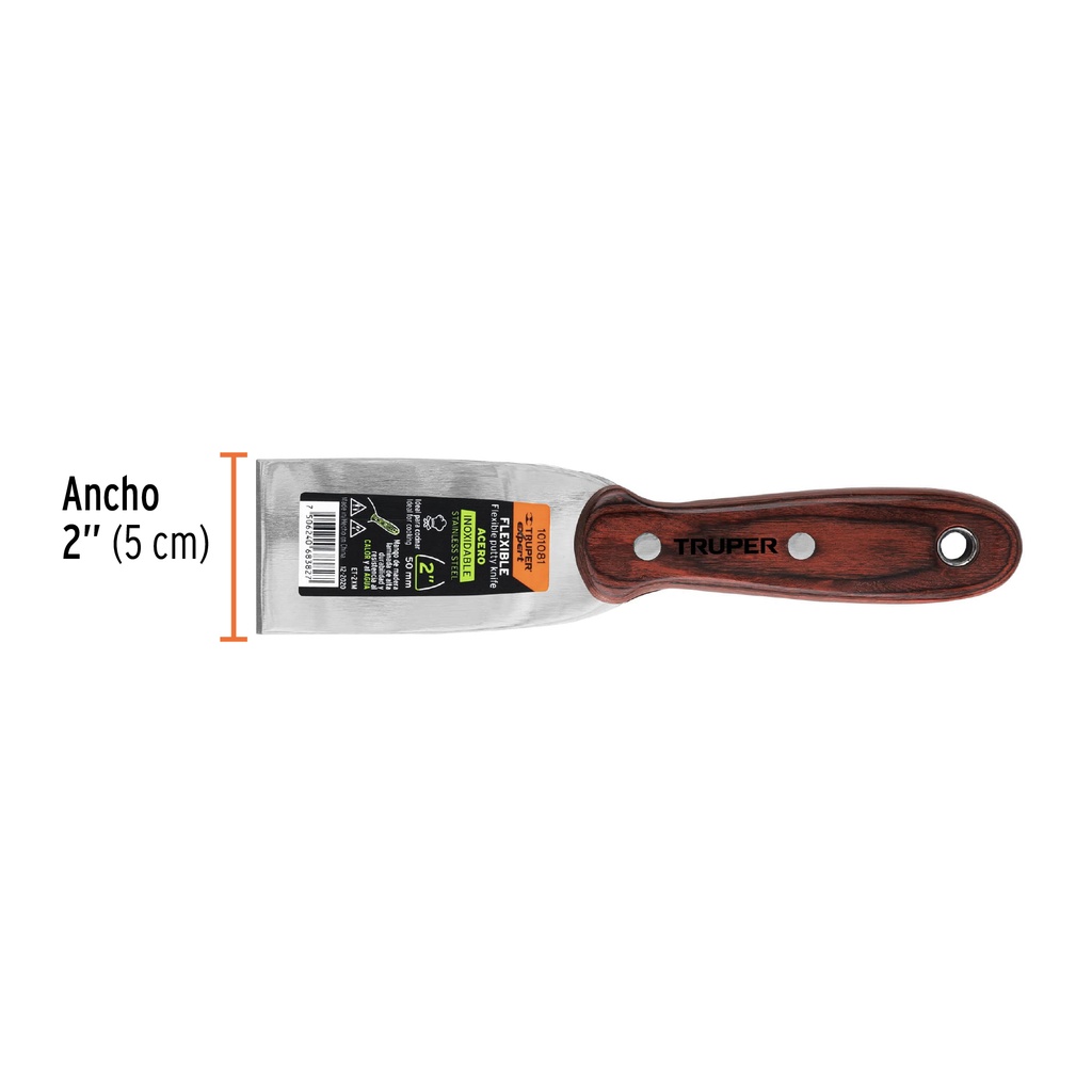 Espátula 2' acero inoxidable con mango de madera, Expert ET-2XM