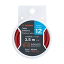 Carrete con 3.5 m de cable primario rojo calibre 12, TRUPER CAPRI-12R