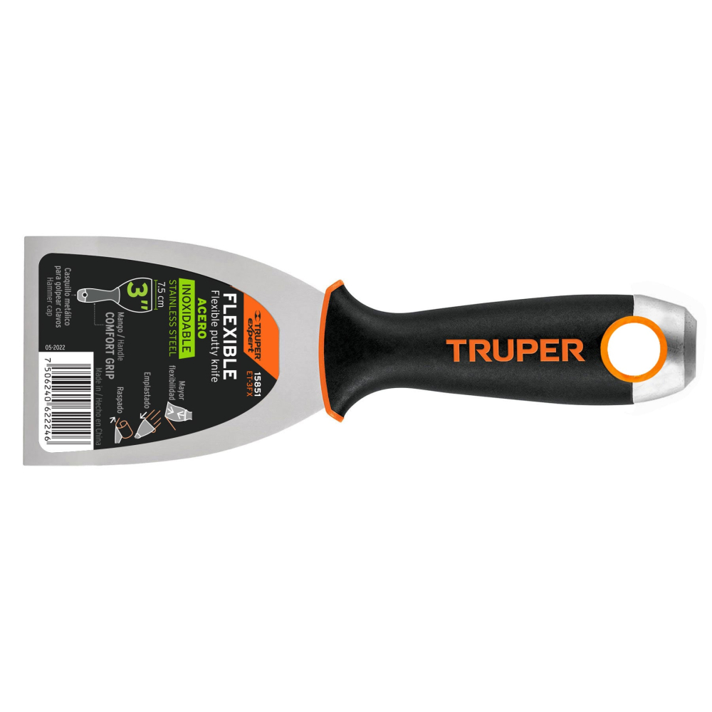 Espátula flexible 3' acero inoxidable, Comfort Grip, EXPERT ET-3FX
