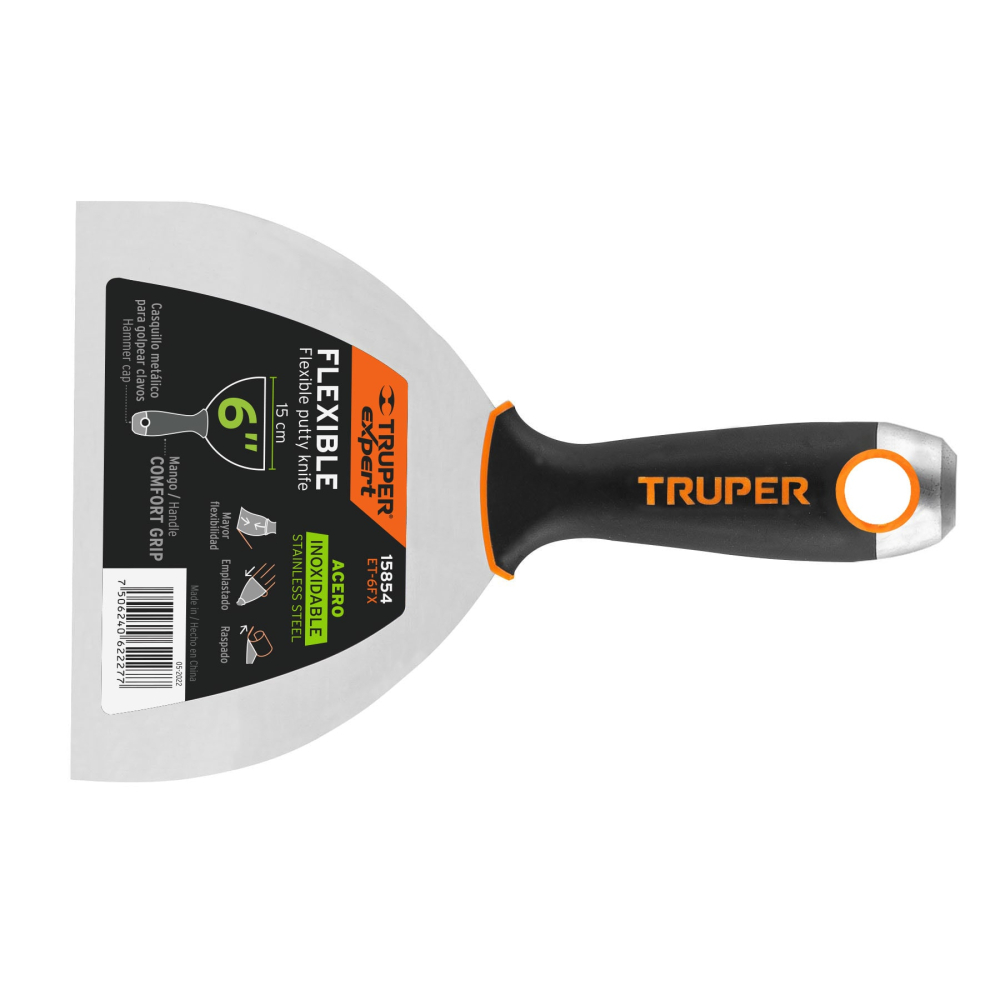 Espátula flexible 6' acero inoxidable, Comfort Grip, EXPERT ET-6FX